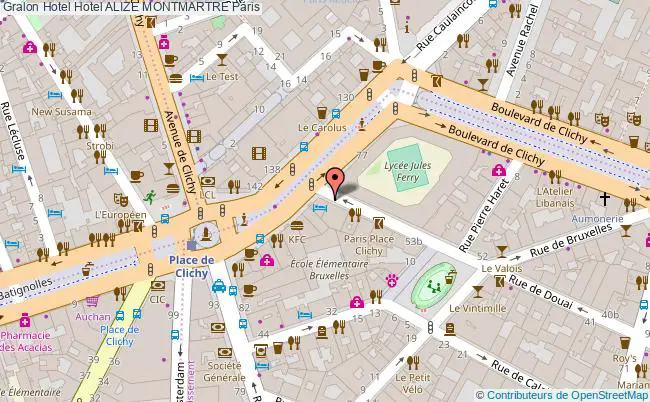plan Hotel Alize Montmartre Paris