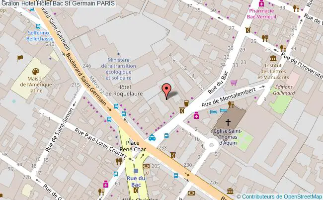 plan Hôtel Bac St Germain PARIS