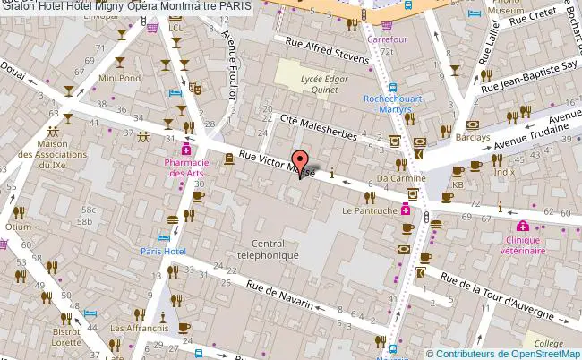 plan Hôtel Migny Opéra Montmartre PARIS