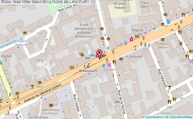 plan Hôtel Sélect BOULOGNE-BILLANCOURT