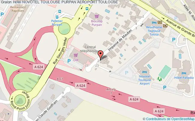 plan Hotel Novotel Toulouse Purpan Aeroport TOULOUSE