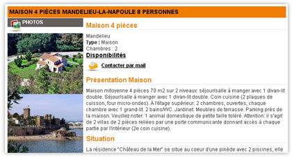 Exemple fiche location vacances