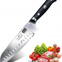 Couteau de chef Santoku SHAN ZU 18 cm en acier inoxydable allemand : l'outil ultime des cuisiniers professionnels.