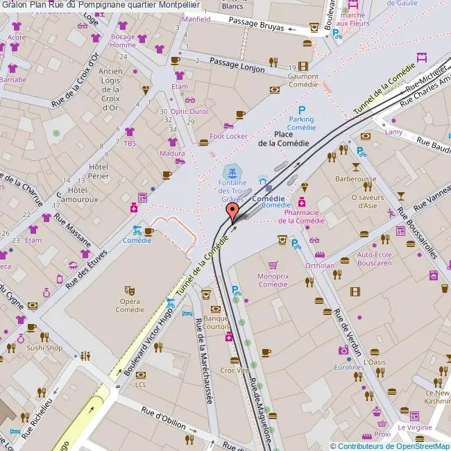 plan Rue du  Pompignane quartier