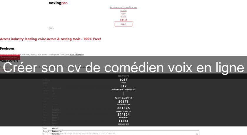 Créer son cv de comédien voix en ligne Créer son cv de comédien voix en ligne