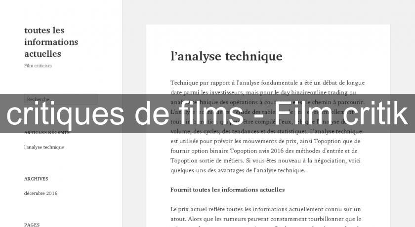 critiques de films - Film critik critiques de films - Film critik