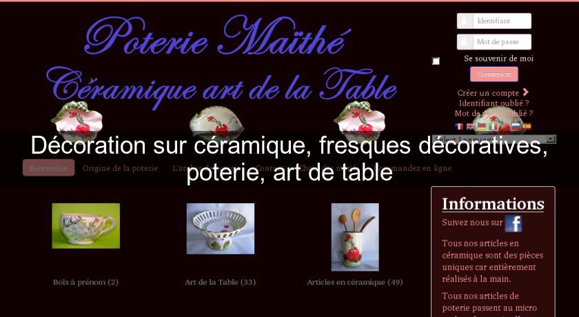 Décoration sur céramique, fresques décoratives, poterie, art de table Décoration sur céramique, fresques décoratives, poterie, art de table