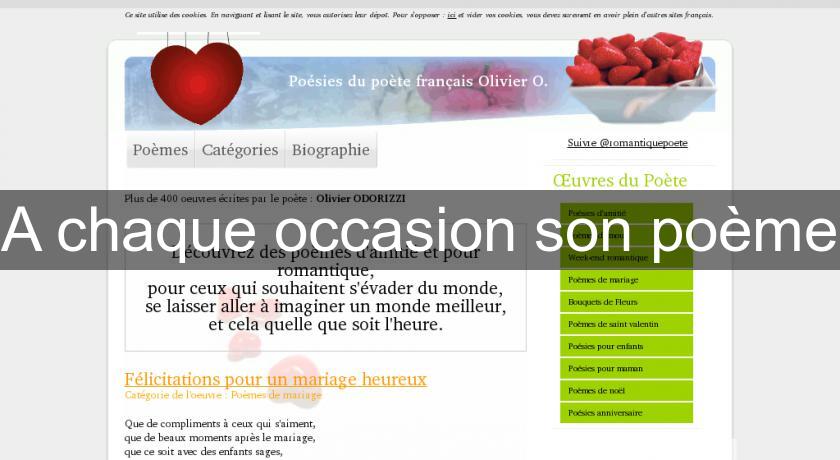 A chaque occasion son poème A chaque occasion son poème