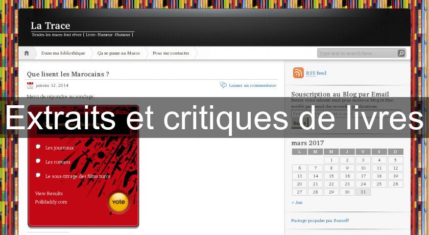 Extraits et critiques de livres Extraits et critiques de livres