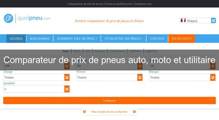 Comparateur de prix de pneus auto, moto et utilitaire Comparateur de prix de pneus auto, moto et utilitaire