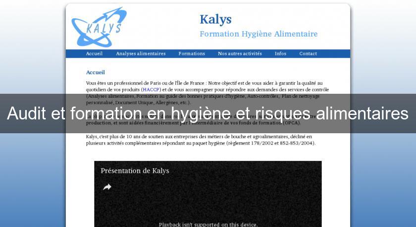 Audit et formation en hygiène et risques alimentaires Audit et formation en hygiène et risques alimentaires
