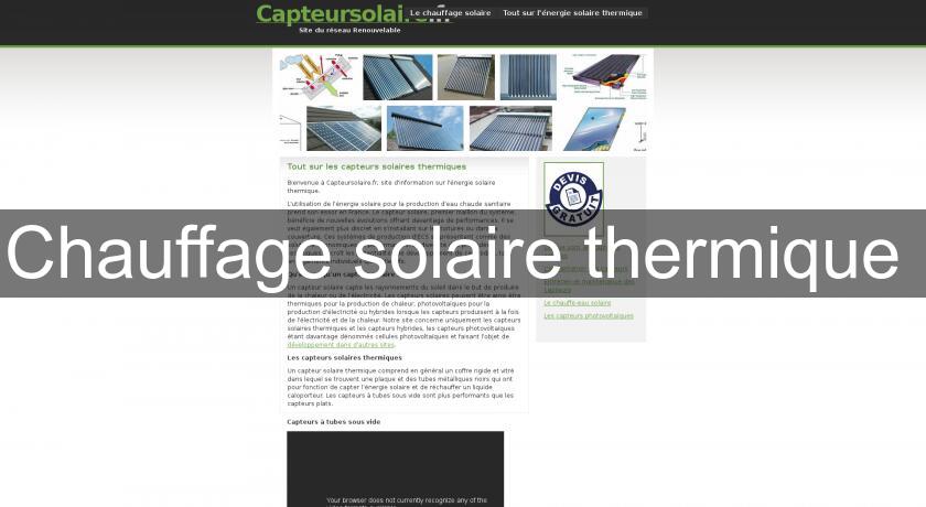 Chauffage solaire thermique Chauffage solaire thermique