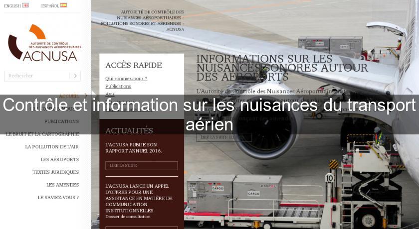 Contrôle et information sur les nuisances du transport aérien Contrôle et information sur les nuisances du transport aérien