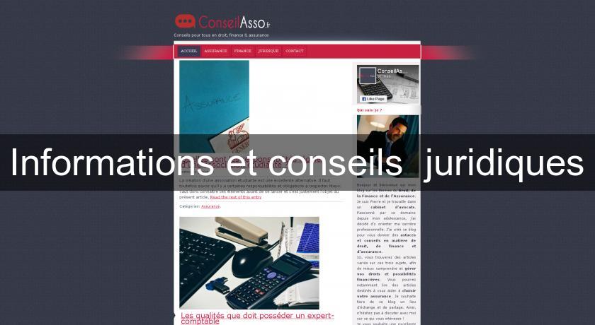 Informations et conseils juridiques Informations et conseils juridiques