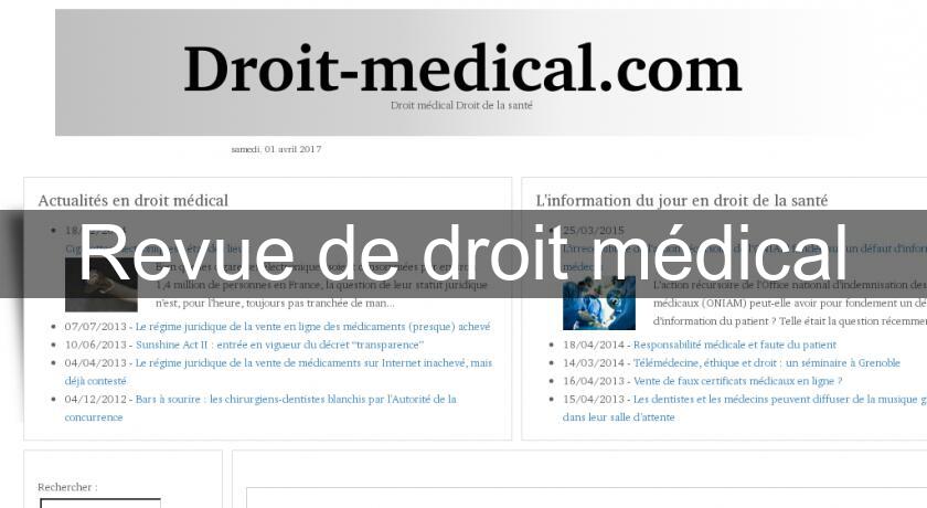 Revue de droit médical Revue de droit médical
