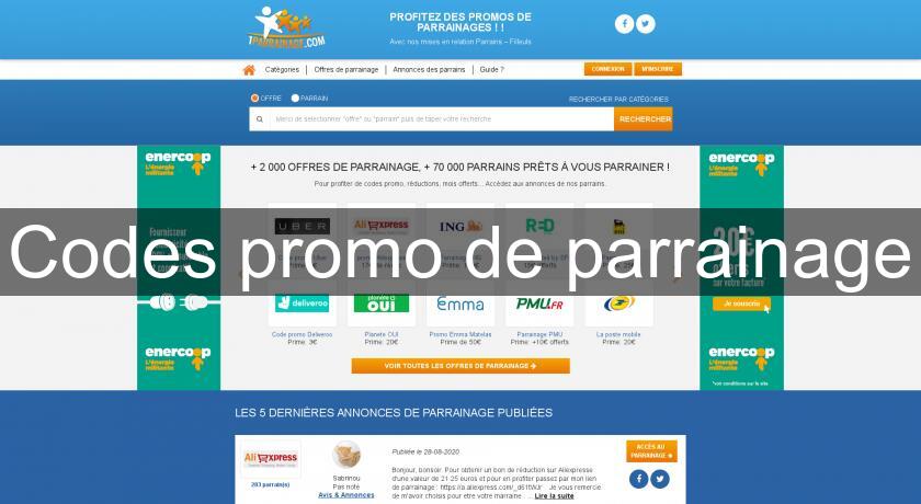 Codes promo de parrainage Codes promo de parrainage