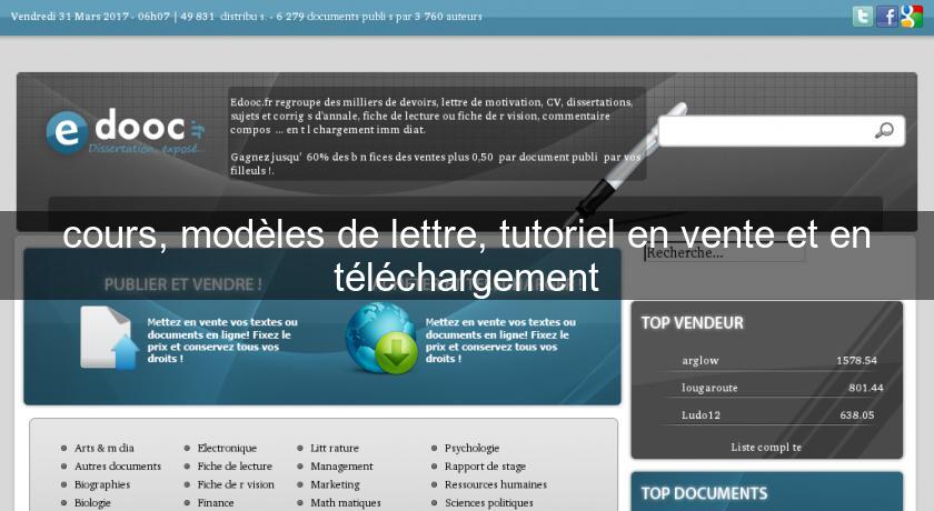 cours, modèles de lettre, tutoriel en vente et en téléchargement cours, modèles de lettre, tutoriel en vente et en téléchargement