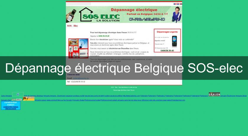 Dépannage électrique Belgique SOS-elec Dépannage électrique Belgique SOS-elec