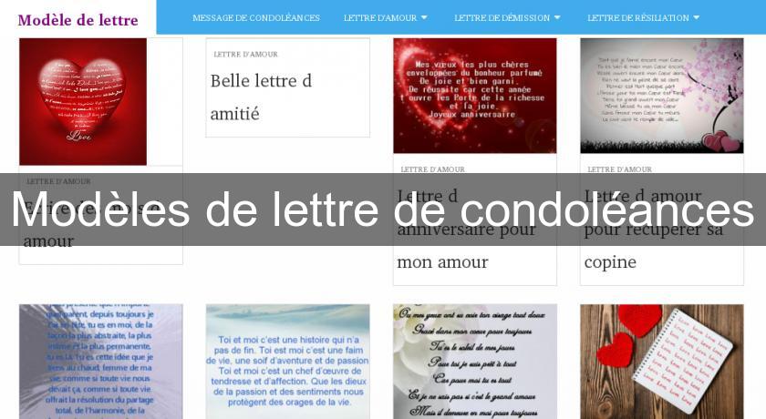 Modèles de lettre de condoléances Modèles de lettre de condoléances