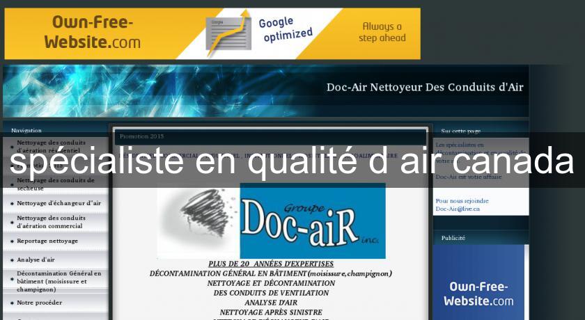 spécialiste en qualité d'air canada spécialiste en qualité d'air canada