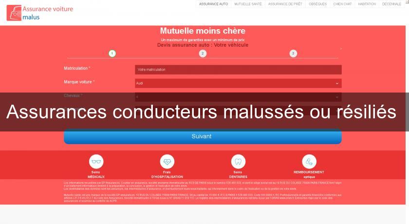 Assurances conducteurs malussés ou résiliés Assurances conducteurs malussés ou résiliés