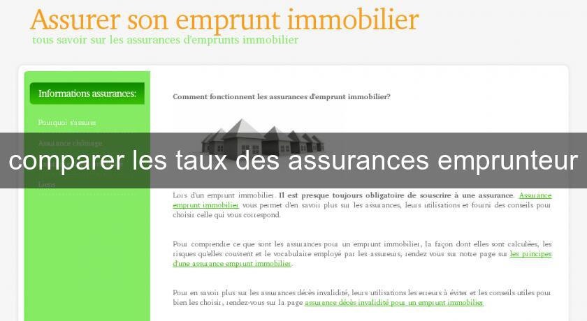 comparer les taux des assurances emprunteur comparer les taux des assurances emprunteur