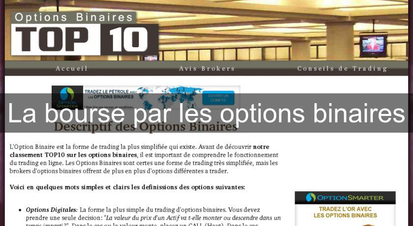 La bourse par les options binaires La bourse par les options binaires