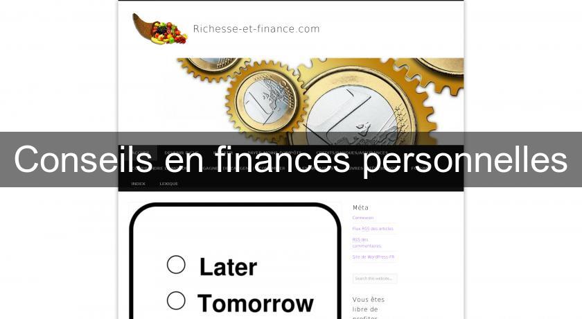Conseils en finances personnelles Conseils en finances personnelles
