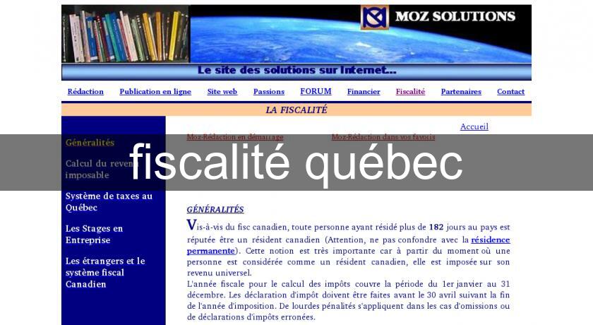 fiscalité québec fiscalité québec
