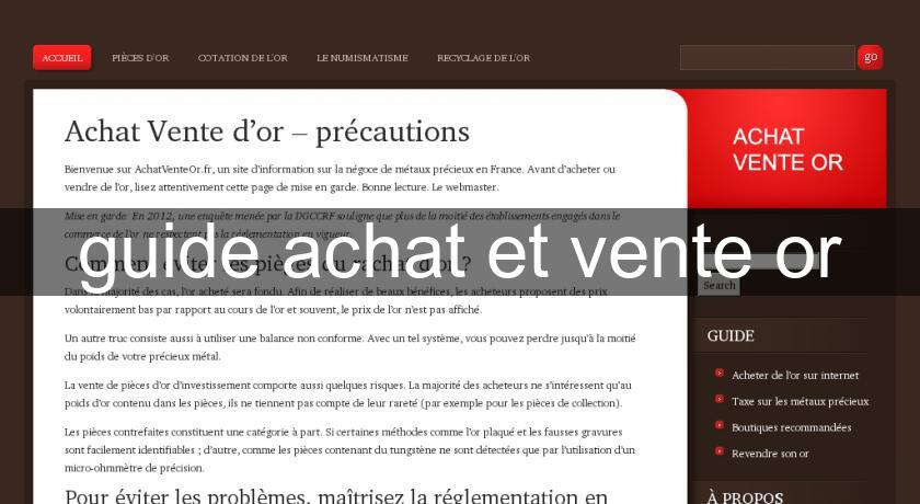 guide achat et vente or guide achat et vente or