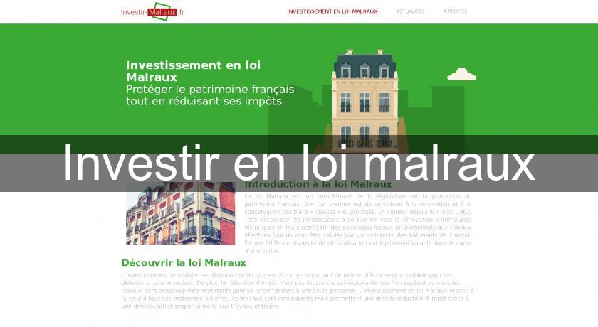 Investir en loi malraux Investir en loi malraux