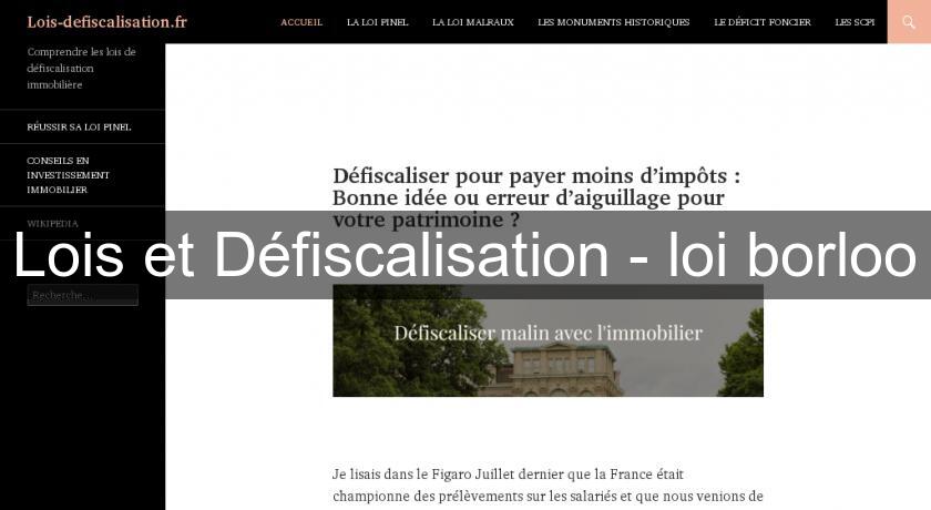 Lois et Défiscalisation - loi borloo Lois et Défiscalisation - loi borloo