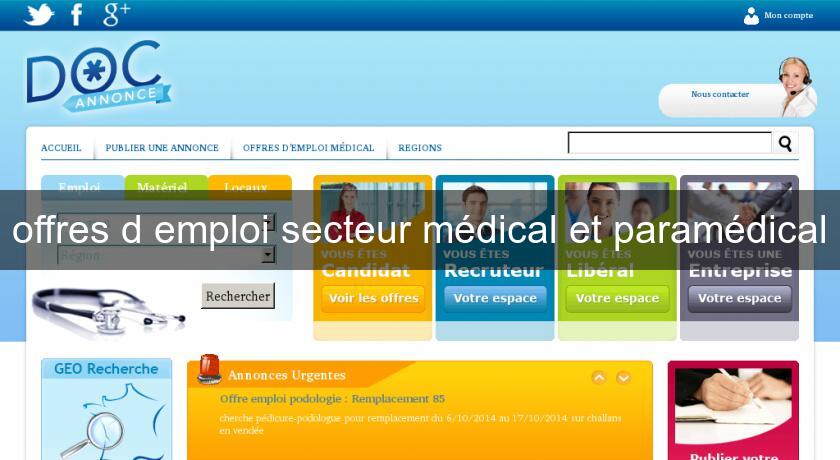 offres d'emploi secteur médical et paramédical offres d'emploi secteur médical et paramédical