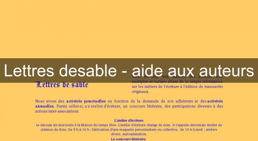 Lettres desable - aide aux auteurs Lettres desable - aide aux auteurs