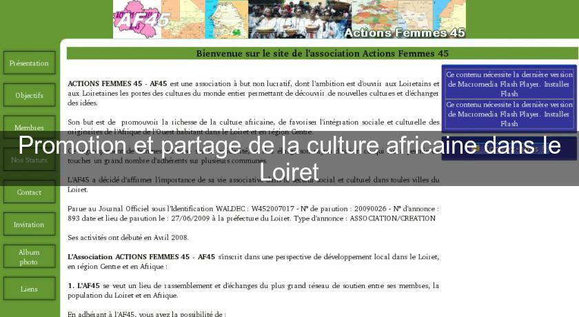 Promotion et partage de la culture africaine dans le Loiret Promotion et partage de la culture africaine dans le Loiret