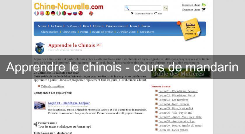 Apprendre le chinois - cours de mandarin Apprendre le chinois - cours de mandarin