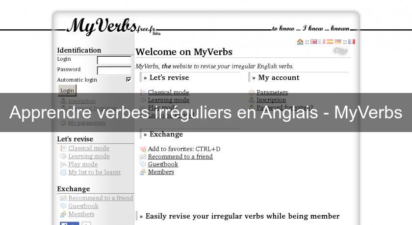 Apprendre verbes irréguliers en Anglais - MyVerbs Apprendre verbes irréguliers en Anglais - MyVerbs