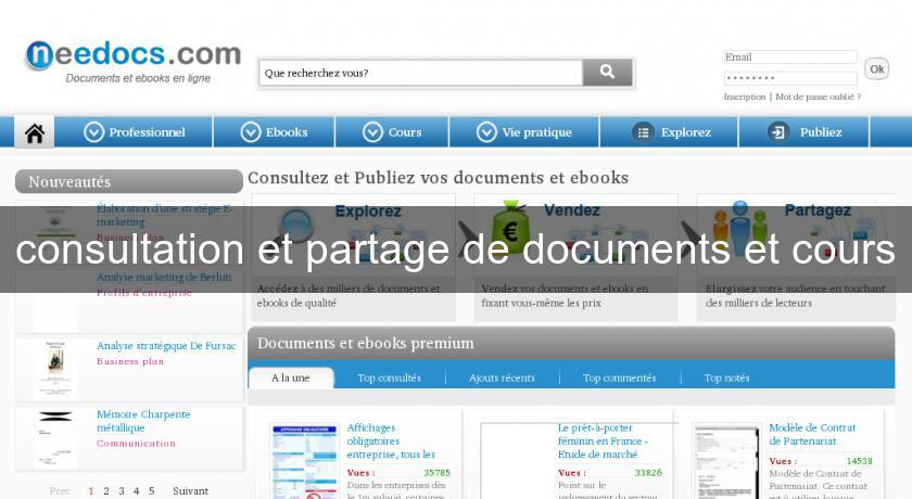 consultation et partage de documents et cours consultation et partage de documents et cours