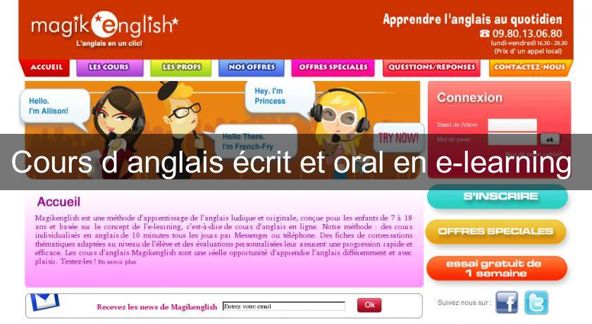 Cours d'anglais écrit et oral en e-learning Cours d'anglais écrit et oral en e-learning