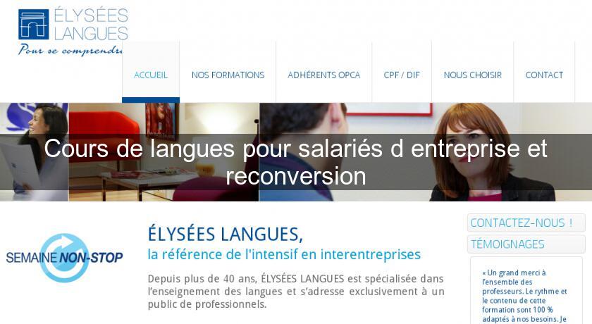 Cours de langues pour salariés d'entreprise et reconversion Cours de langues pour salariés d'entreprise et reconversion