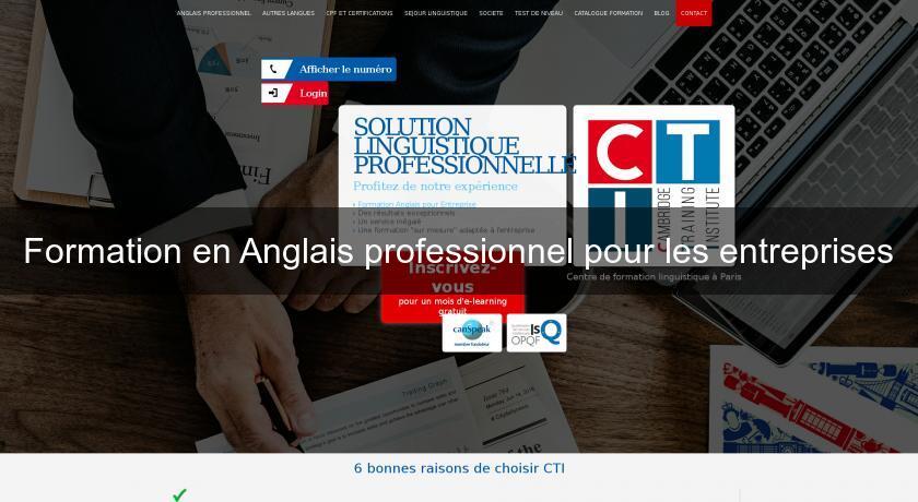 Formation en Anglais professionnel pour les entreprises Formation en Anglais professionnel pour les entreprises