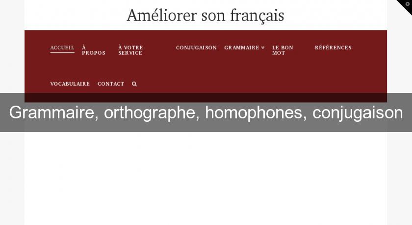 Grammaire, orthographe, homophones, conjugaison Grammaire, orthographe, homophones, conjugaison