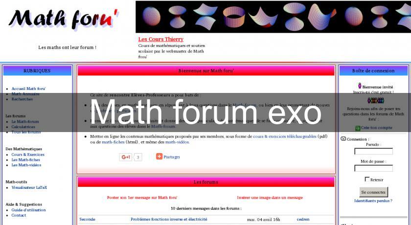 Math forum exo Math forum exo