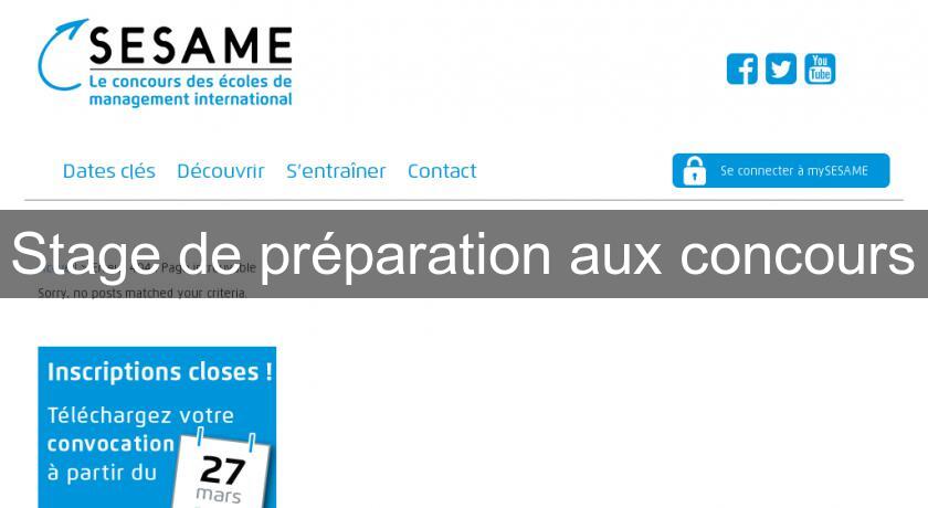 Stage de préparation aux concours Stage de préparation aux concours