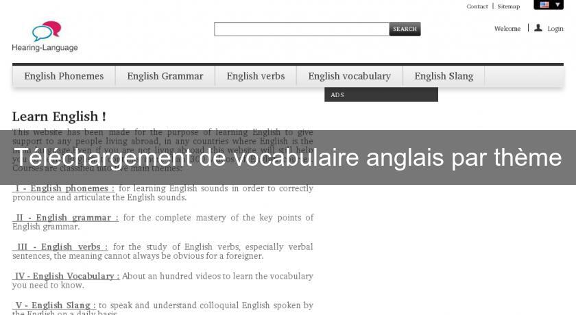 Téléchargement de vocabulaire anglais par thème Téléchargement de vocabulaire anglais par thème