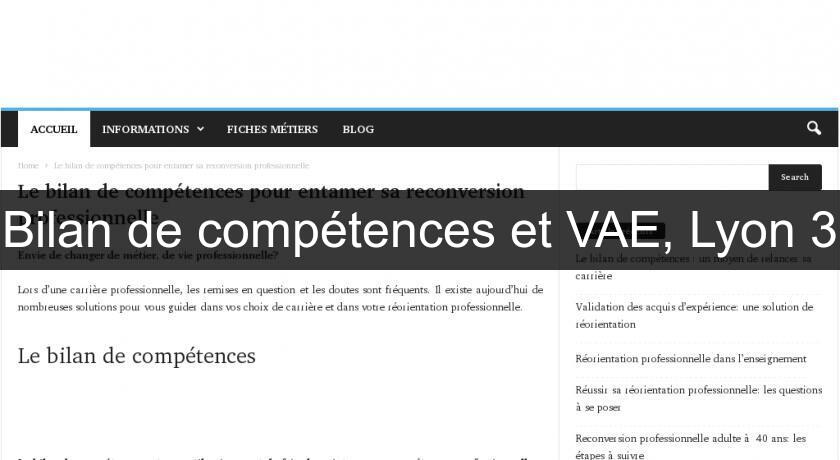 Bilan de compétences et VAE, Lyon 3 Bilan de compétences et VAE, Lyon 3