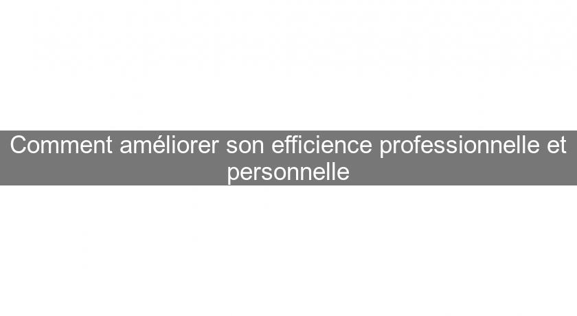 Comment améliorer son efficience professionnelle et personnelle Comment améliorer son efficience professionnelle et personnelle