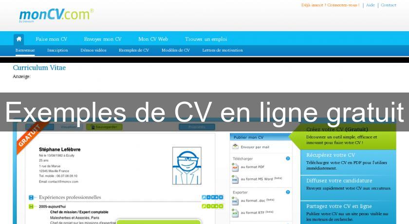 Exemples de CV en ligne gratuit Exemples de CV en ligne gratuit