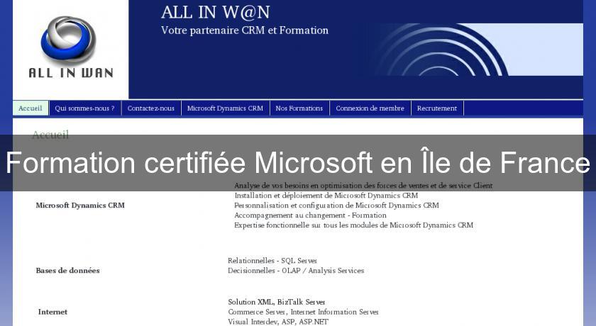 Formation certifiée Microsoft en Île de France Formation certifiée Microsoft en Île de France