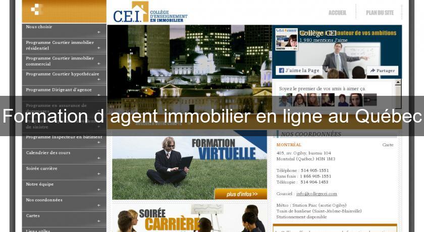 Formation d'agent immobilier en ligne au Québec Formation d'agent immobilier en ligne au Québec
